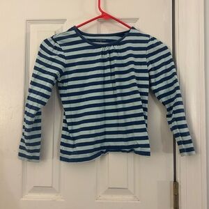 Lands' End Navy and Light Blue Striped Long Sleeve Tee